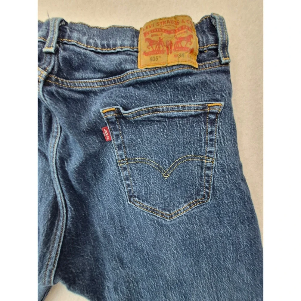 Levi's 505 Regular Fit Jeans Men's 34x32 Blue Straight Leg Medium Wash